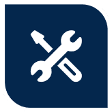 Icon of wrench and screwdriver on blue.